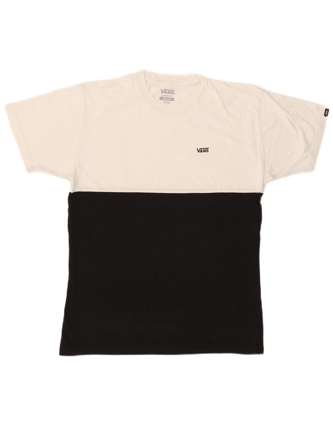 Camiseta masculina VANS Classic Fit Top médio preto colorblock algodão