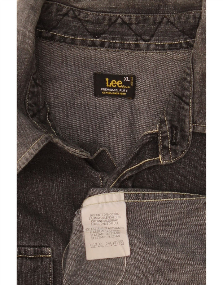Camisa jeans masculina Lee XL algodão cinza