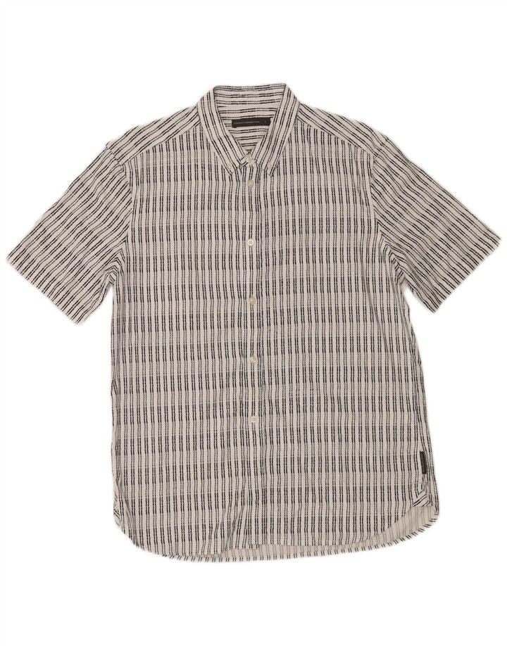 Camisa masculina de manga curta French Connection grande viscose listrada branca