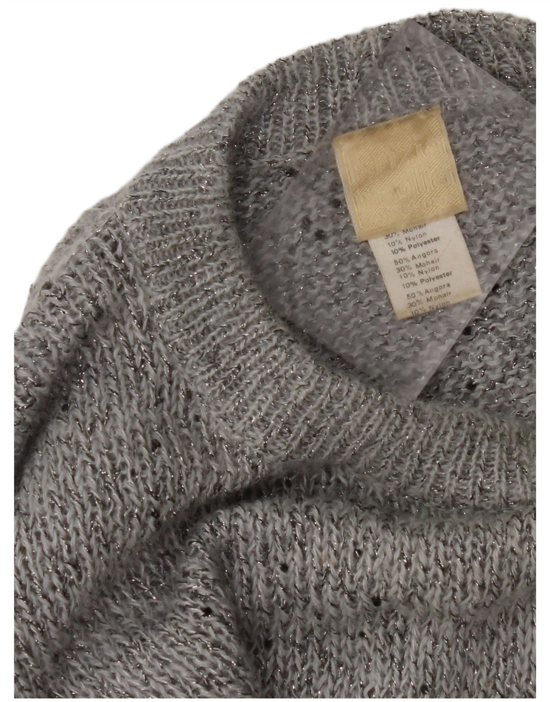 Suéter feminino KRIZIA MAGLIA com gola redonda Reino Unido 18 XL cinza manchado angorá
