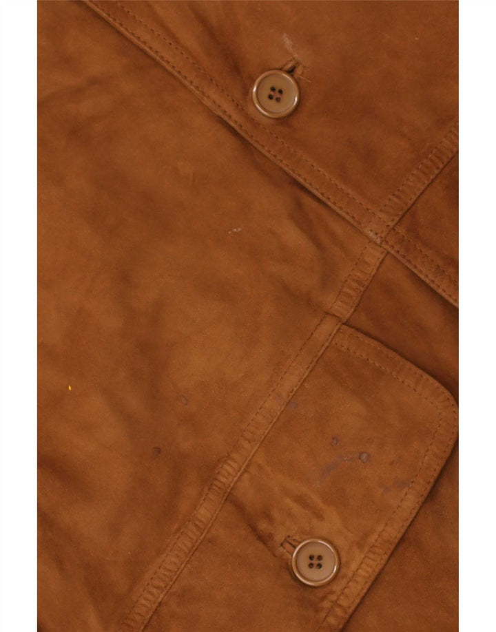 Jaqueta bomber masculina vintage de camurça IT 50 couro marrom grande