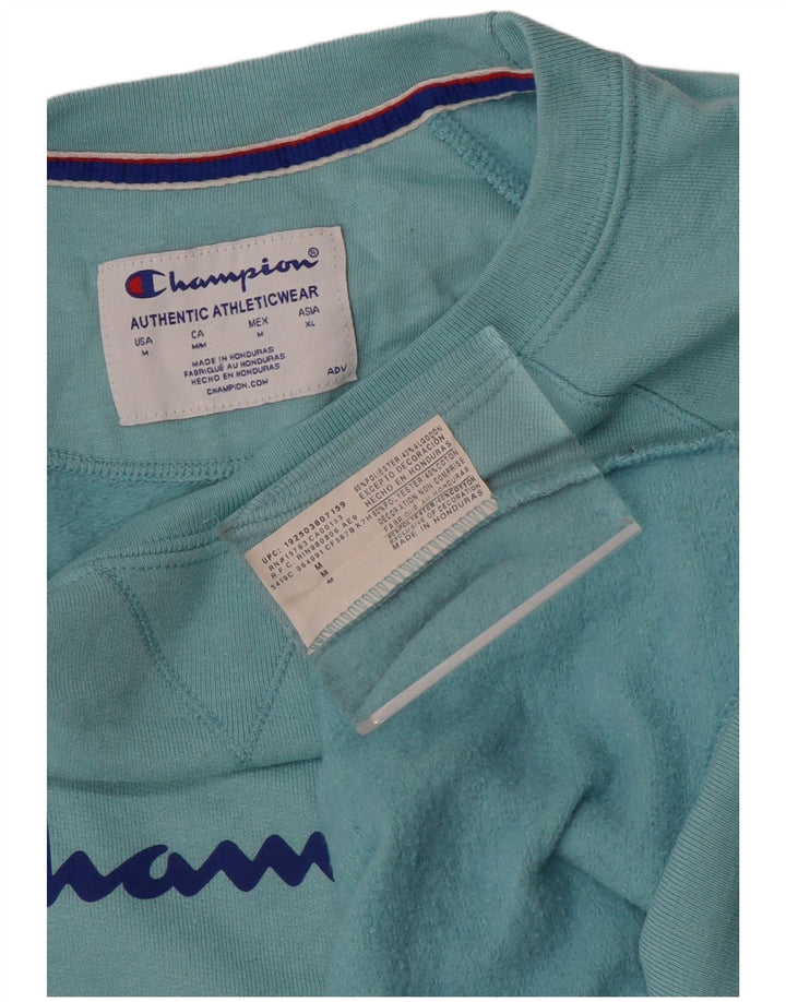 CHAMPION Suéter gráfico masculino com capuz azul médio poliéster