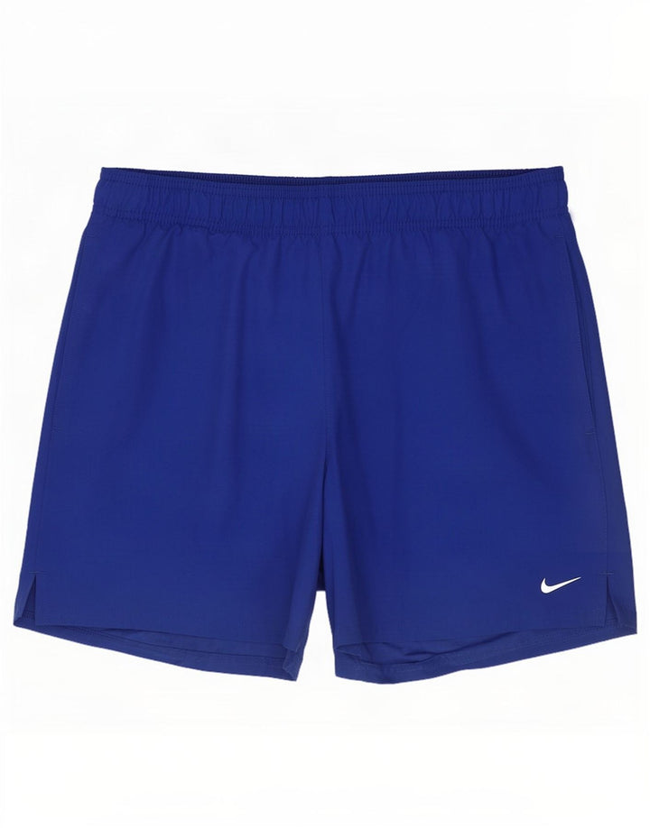 Shorts esportivos masculinos Nike médio azul poliéster