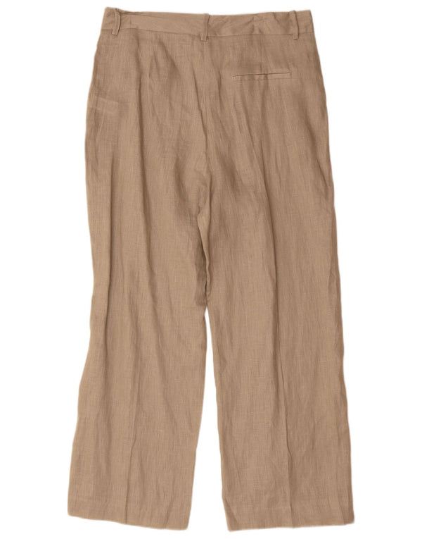 Zara Calça Chino Feminina Solta Fit Grande W30 L27 Linho Bege