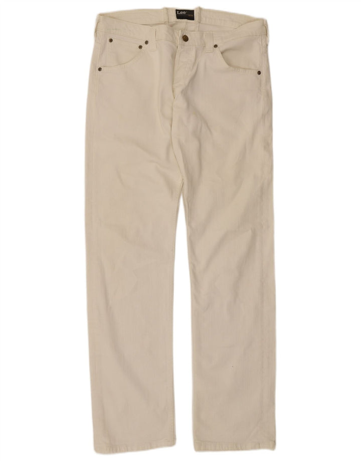 Lee Womens Powell Jeans W36 L33 Algodão Branco