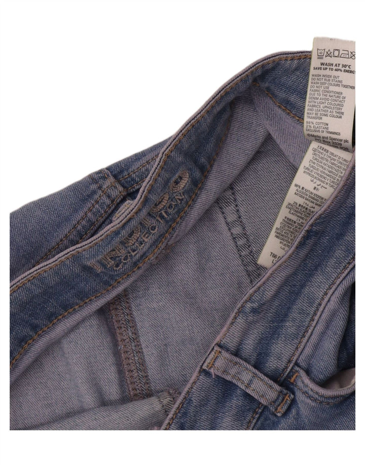 Saia jeans feminina Indigo Distressed da Marks & Spencer Reino Unido 12 médio W32 azul