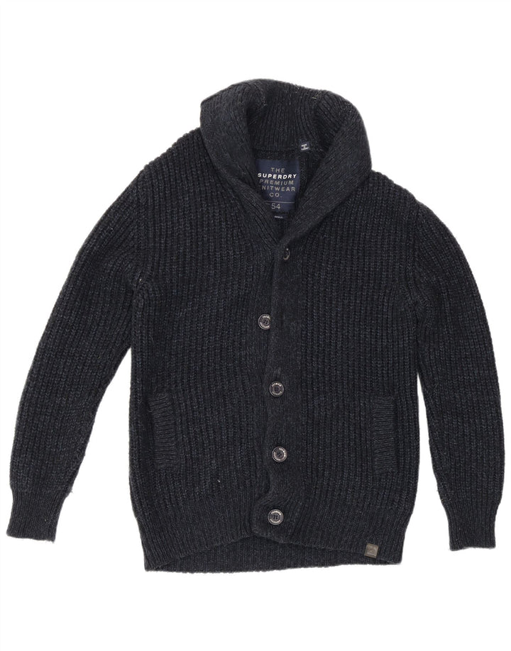 Suéter cardigã masculino Superdry pequeno acrílico azul marinho