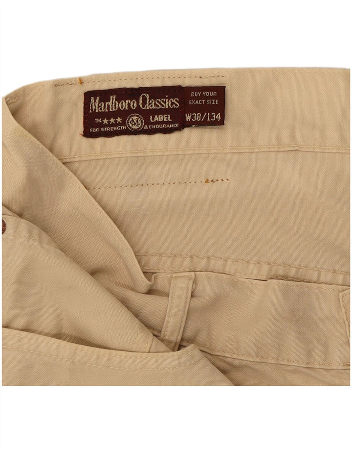 MARLBORO CLASSICS Calça masculina reta casual W38 L29 algodão bege