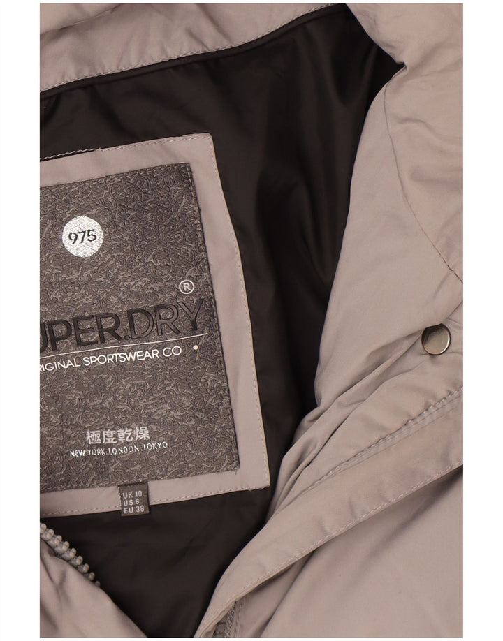 Casaco acolchoado com capuz gráfico superdimensionado feminino Superdry Reino Unido 10 pequeno cinza