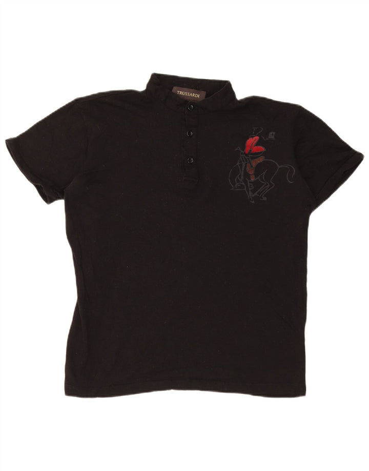 Camisa polo feminina Trussardi UK 14 médio preto