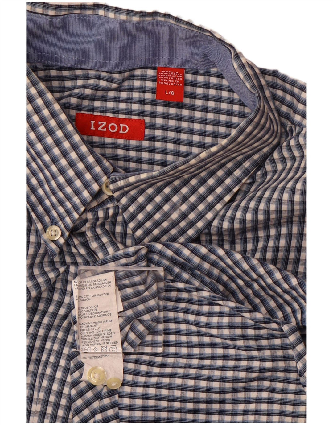 Camisa masculina Izod grande algodão xadrez azul