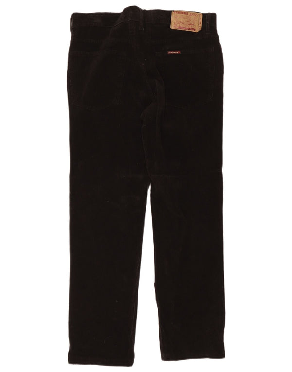 Calça masculina Carrera reta de veludo cotelê W31 L28 algodão preto