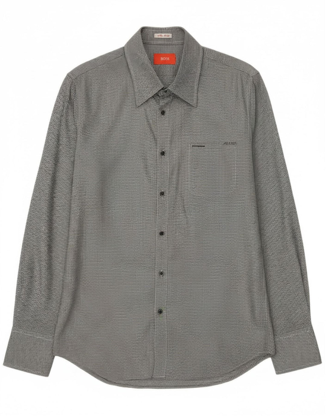 Camisa masculina Hugo Boss pequena listrada cinza algodão