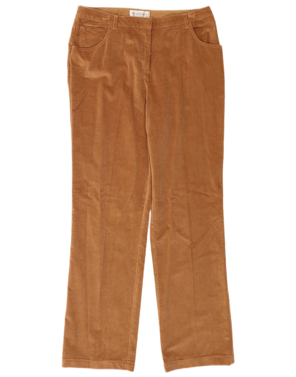 Calça feminina reta de veludo Brooks Brothers EUA 12 grande W32 L32 bege