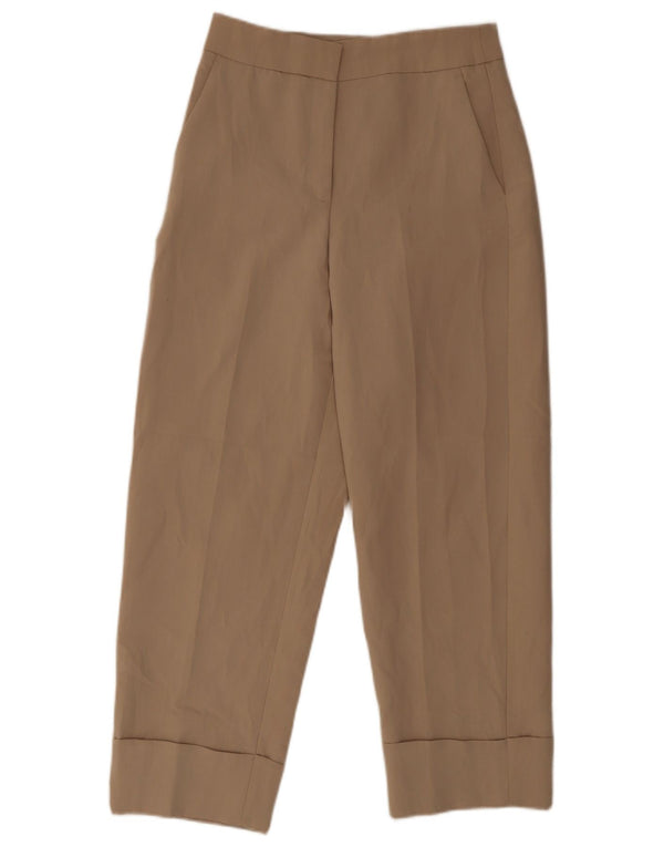 Zara Calça feminina reta de terno médio W28 L27 poliéster bege