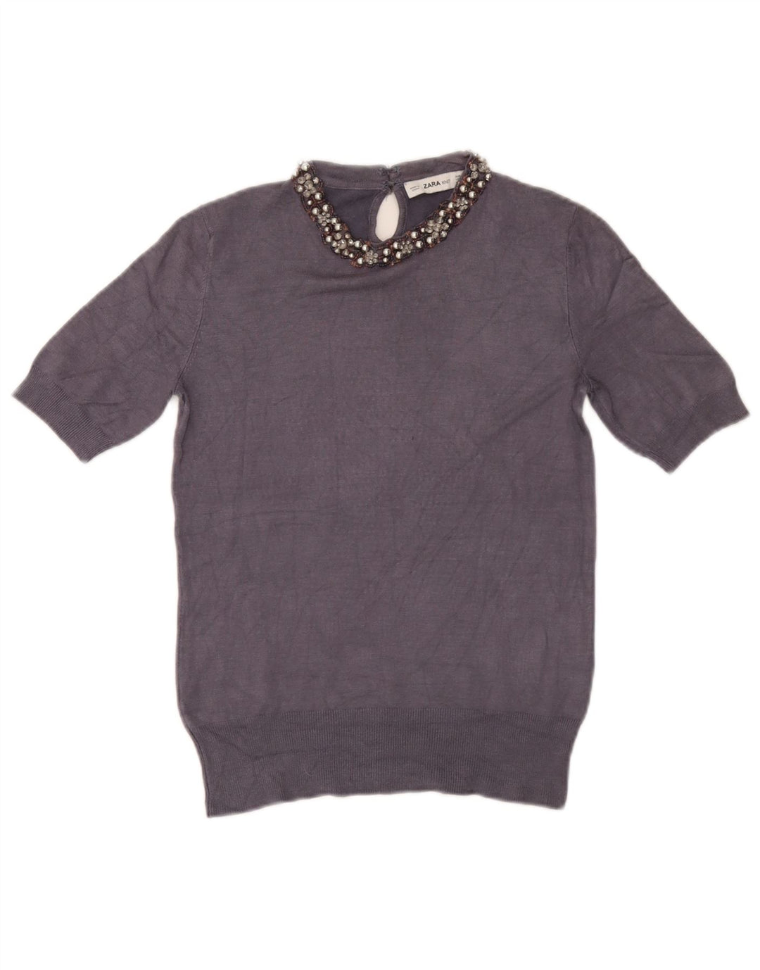 Blusa feminina Zara UK 12 médio azul marinho