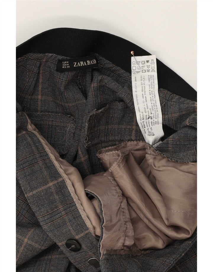 Zara Calça Chino Feminina Slim Médio W28 L26 Poliéster Xadrez Cinza