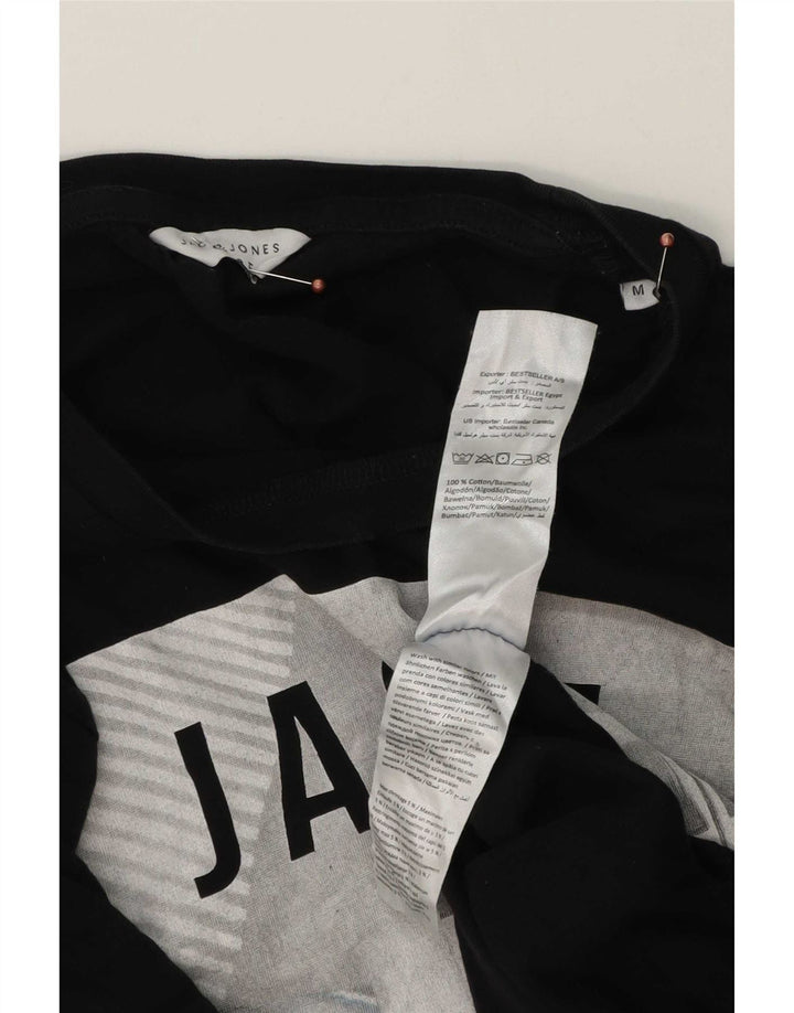 Camiseta gráfica masculina Jack & Jones Top médio algodão preto