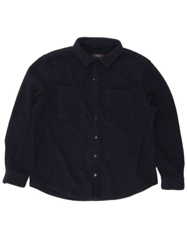 Camisa masculina de lã Marks & Spencer XL azul marinho poliéster
