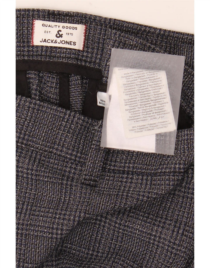 Calça masculina Jack & Jones Marco Slim Chino W36 L32 cinza xadrez poliéster