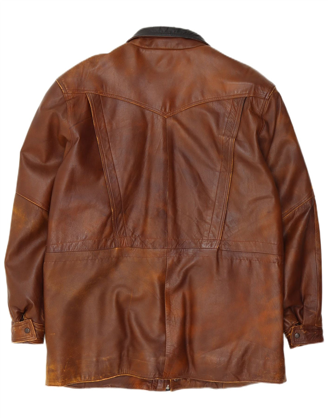 Jaqueta de couro masculina vintage UK 42 XL marrom
