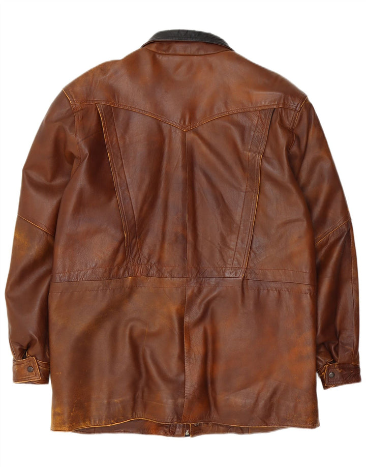 Jaqueta de couro masculina vintage UK 42 XL marrom