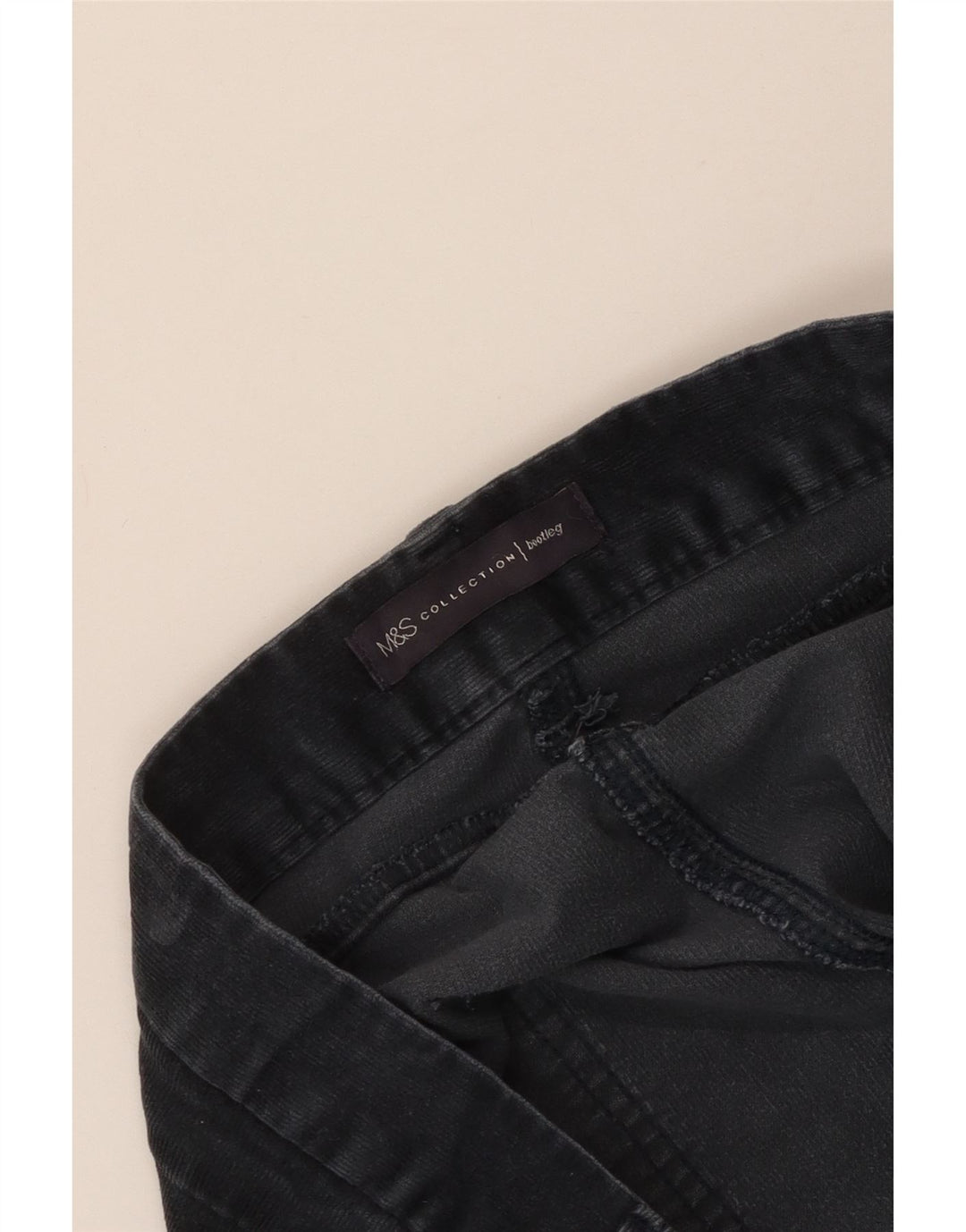 Calça feminina de veludo cotelê Marks & Spencer W40 L33 azul marinho