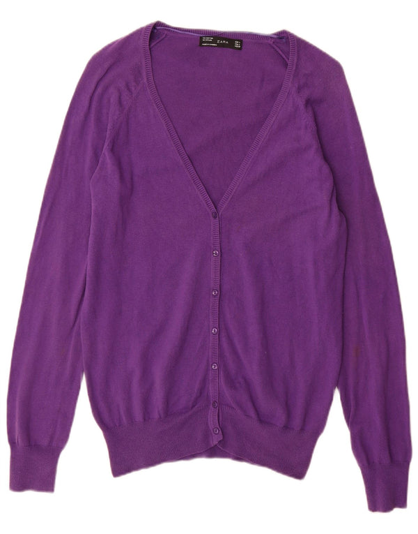 Suéter cardigã feminino Zara UK 18 XL algodão roxo