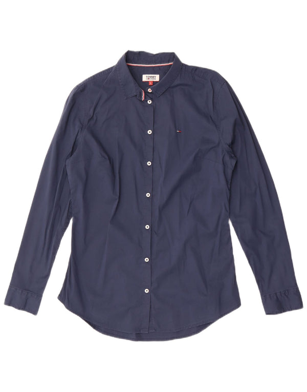 Camisa feminina Tommy Hilfiger Reino Unido 14 grande algodão azul marinho