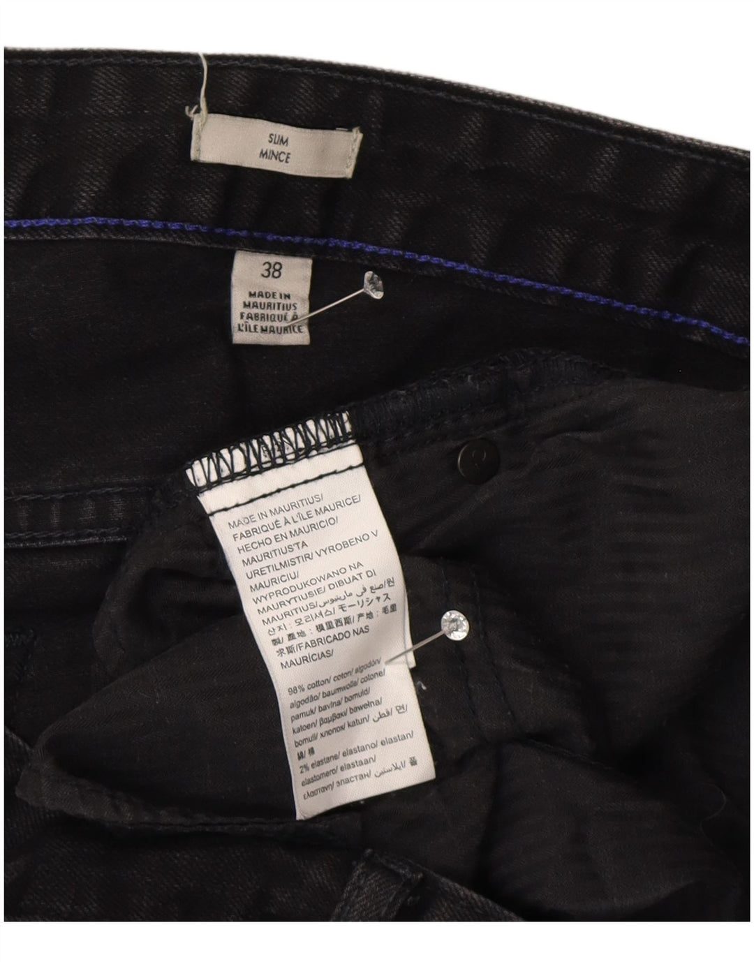 Calvin Klein Masculino Mince Slim Jeans W38 L33 Azul Marinho Algodão