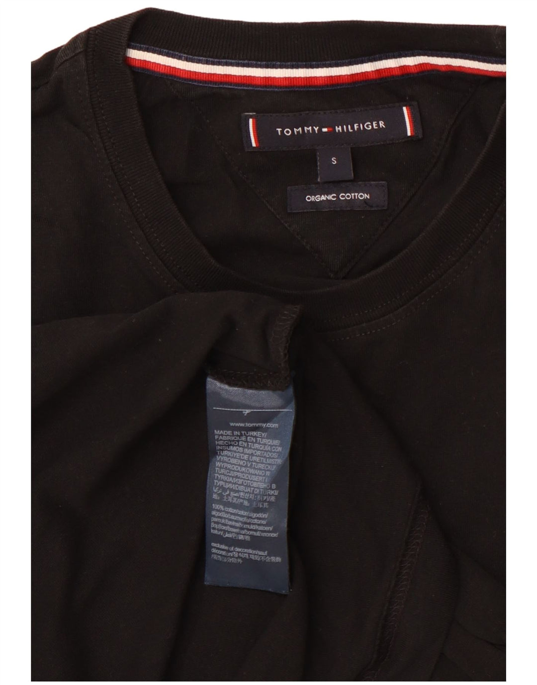 TOMMY HILFIGER Camiseta masculina top pequeno algodão preto