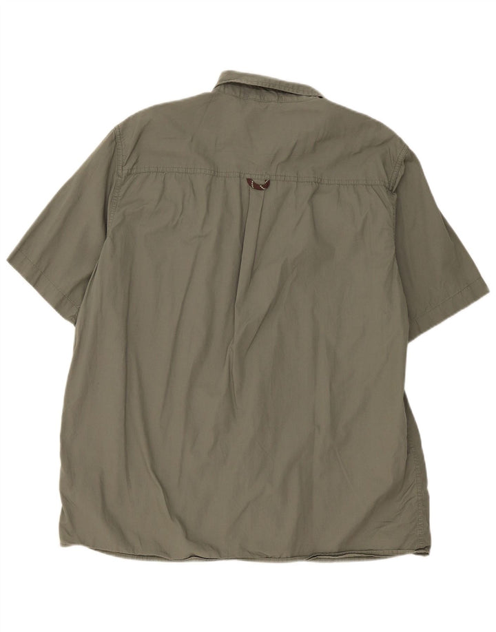 Wrangler Camisa masculina de manga curta grande algodão cáqui