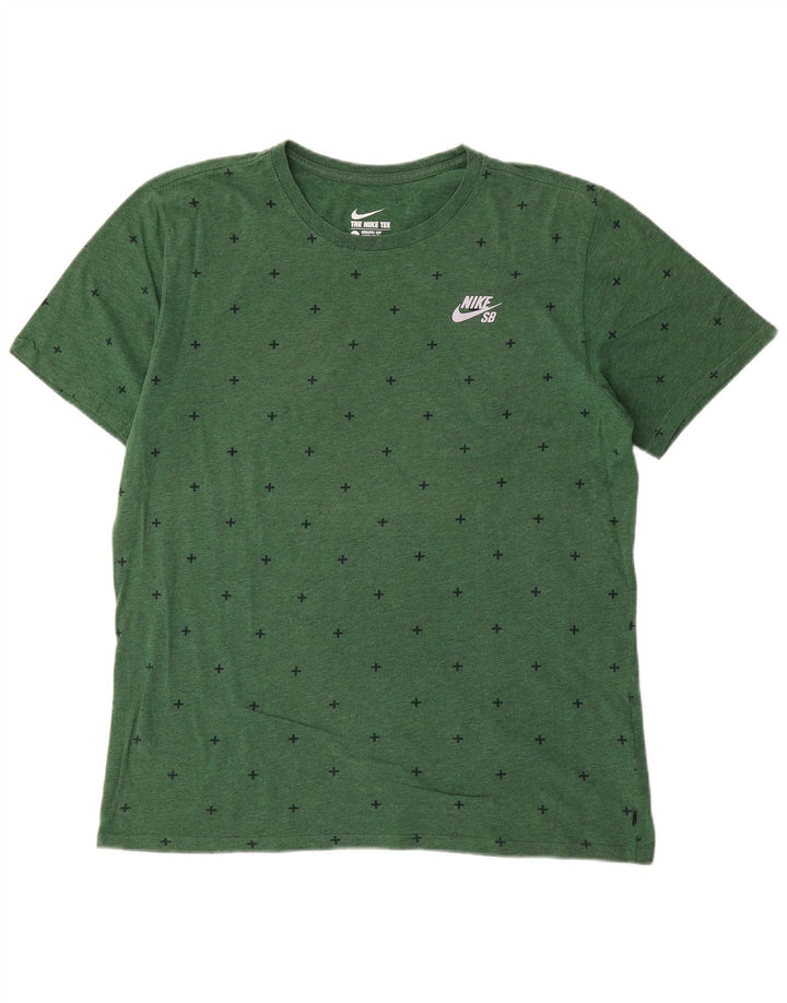 Camiseta masculina Nike Athletic Cut Abstract Pattern Top grande de algodão verde