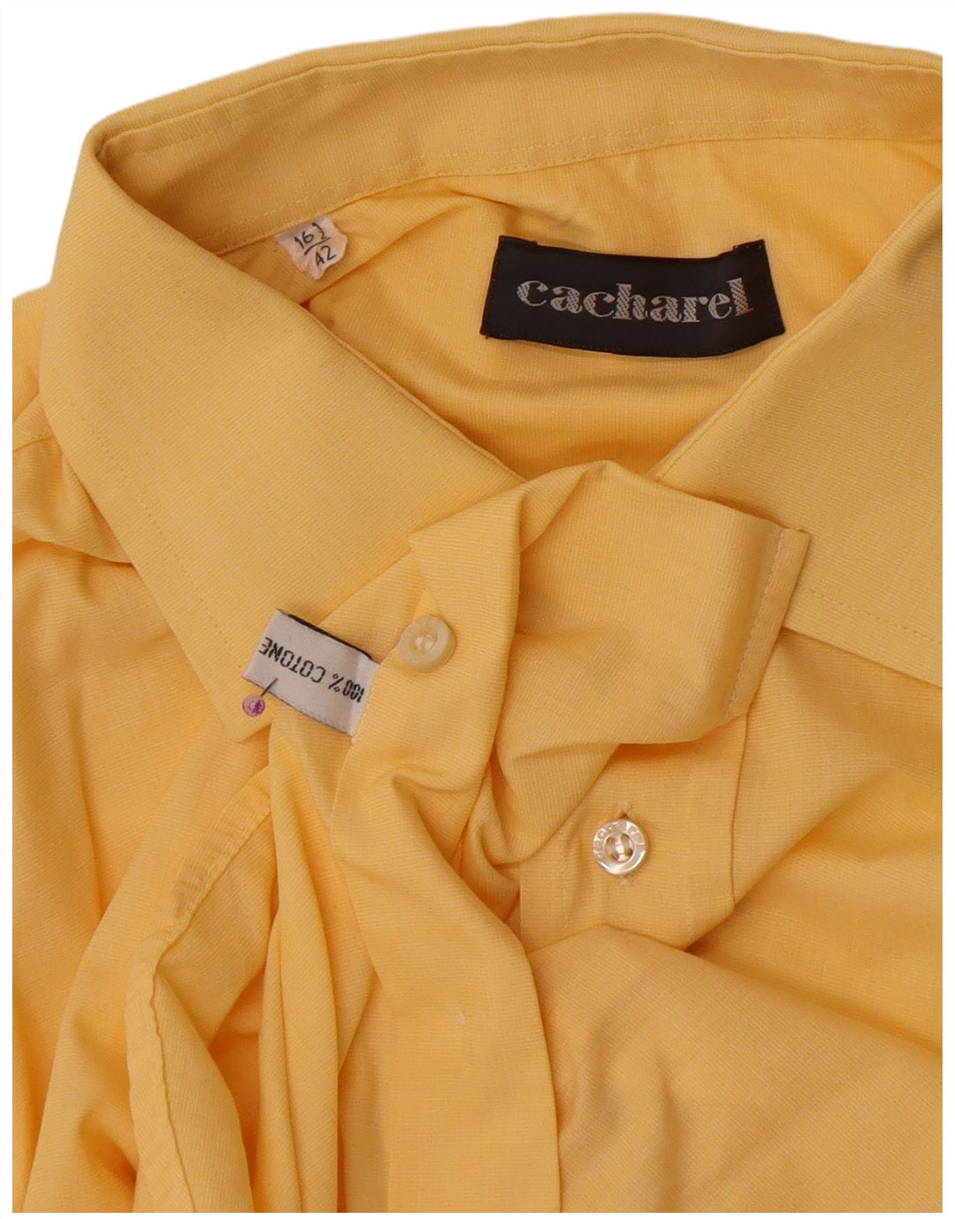Camisa masculina Cacharel tamanho 42 16 1/2 grande algodão amarelo