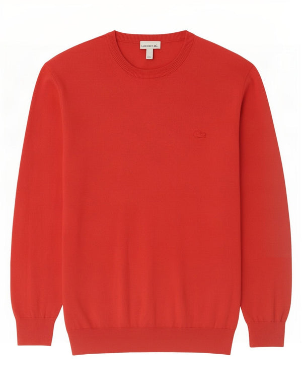 Lacoste Suéter masculino com gola redonda tamanho 7 2XL algodão vermelho