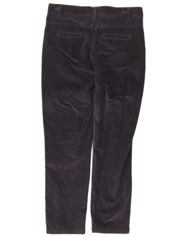 Calça feminina reta de veludo Benetton UK 10 pequena W30 L25 algodão cinza