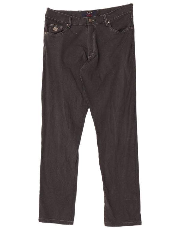 Calça casual slim masculina Paul & Shark EU 50 grande W34 L31 algodão cinza