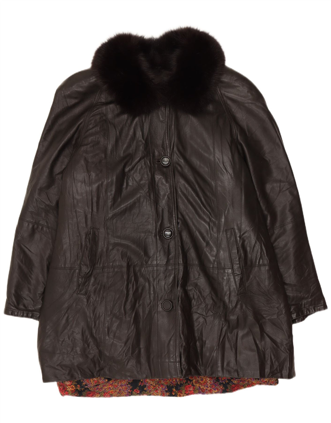 Casaco de couro feminino VINTAGE UK 18 XL couro preto