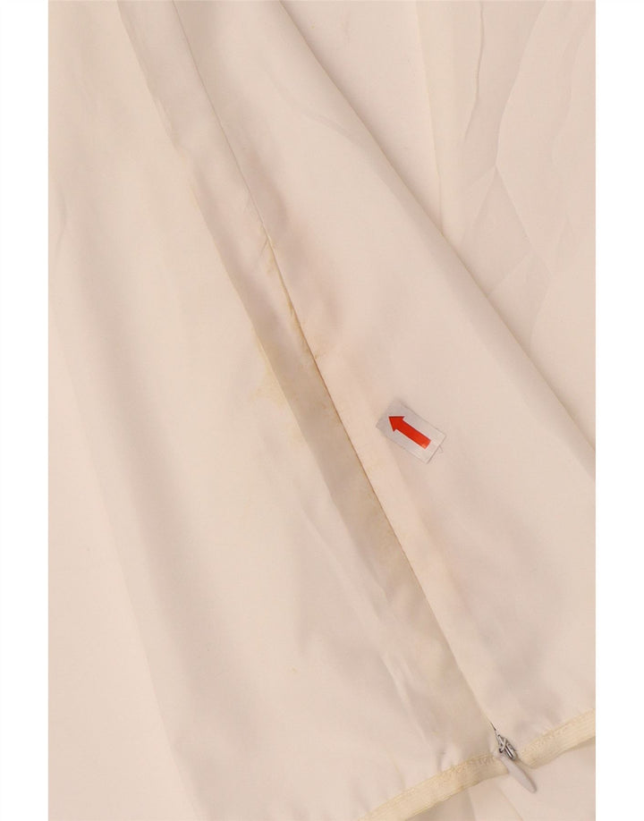 Calça feminina reta casual Dkny médio W30 L28 poliéster branco