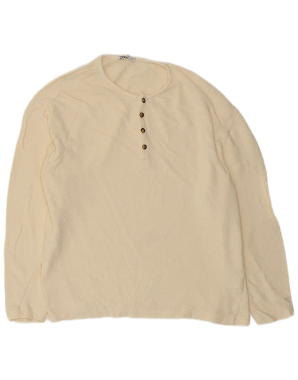 Blusa feminina Zara Top UK 18 XL algodão branco