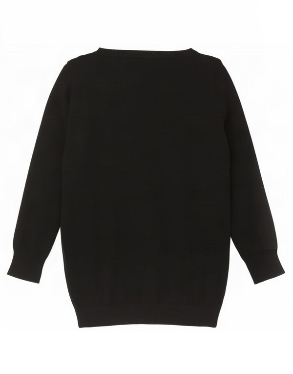 Zara Womens 3/4 Sleeve Cardigan Sweater UK 10 Small Black Cotton