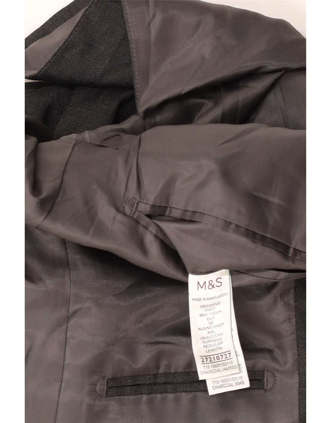 Jaqueta blazer masculina MARKS & SPENCER com 2 botões Reino Unido 44 XL cinza poliéster