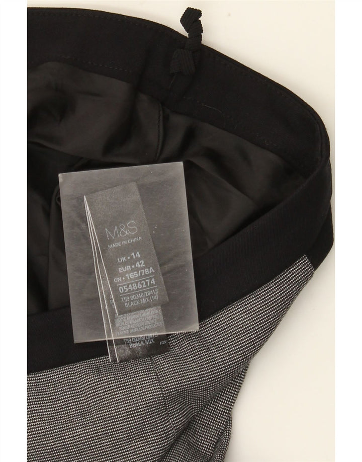Saia lápis feminina Marks & Spencer Reino Unido 14 grande W34 poliéster xadrez preto