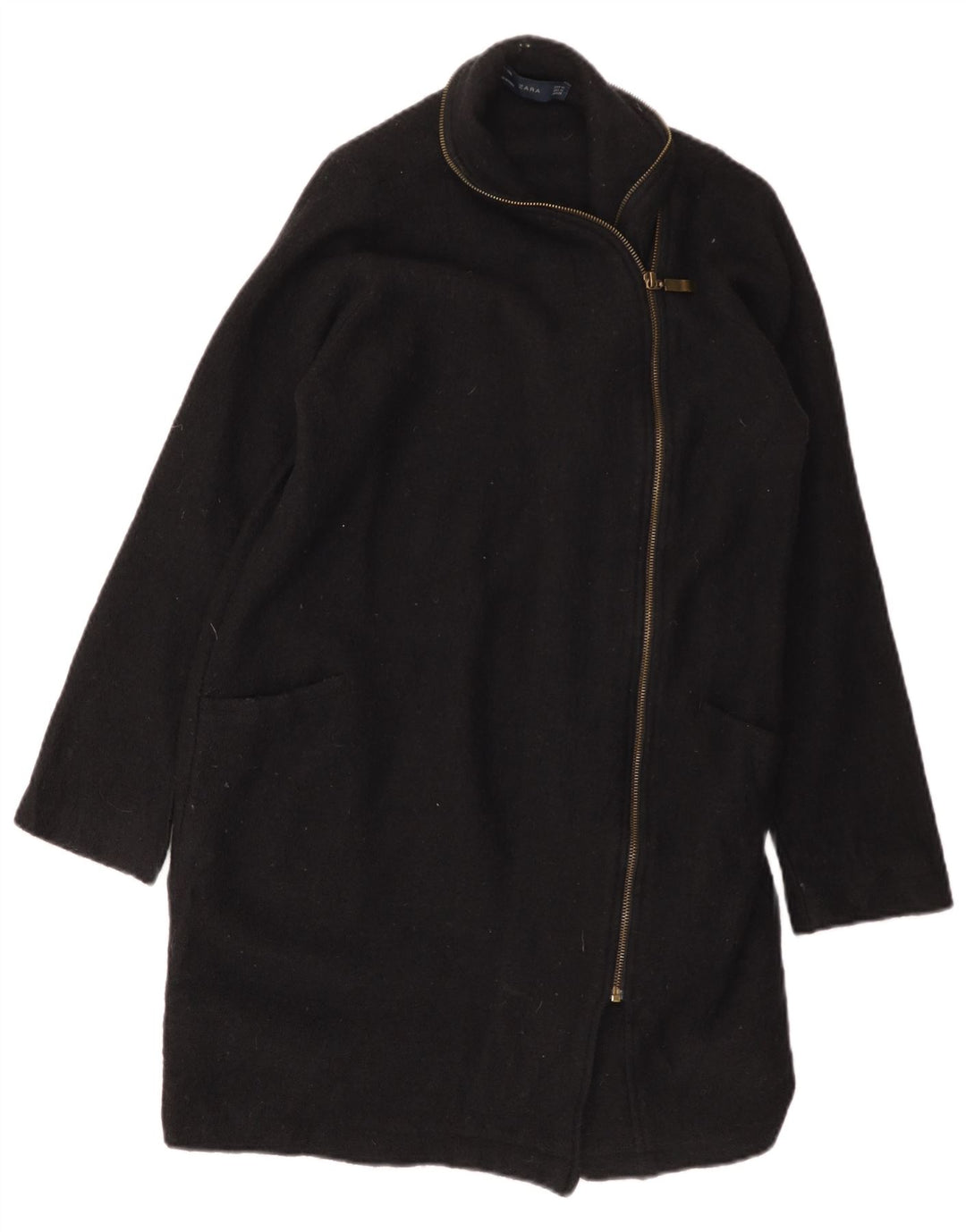 Sobretudo feminino ZARA UK 14 lã preta média