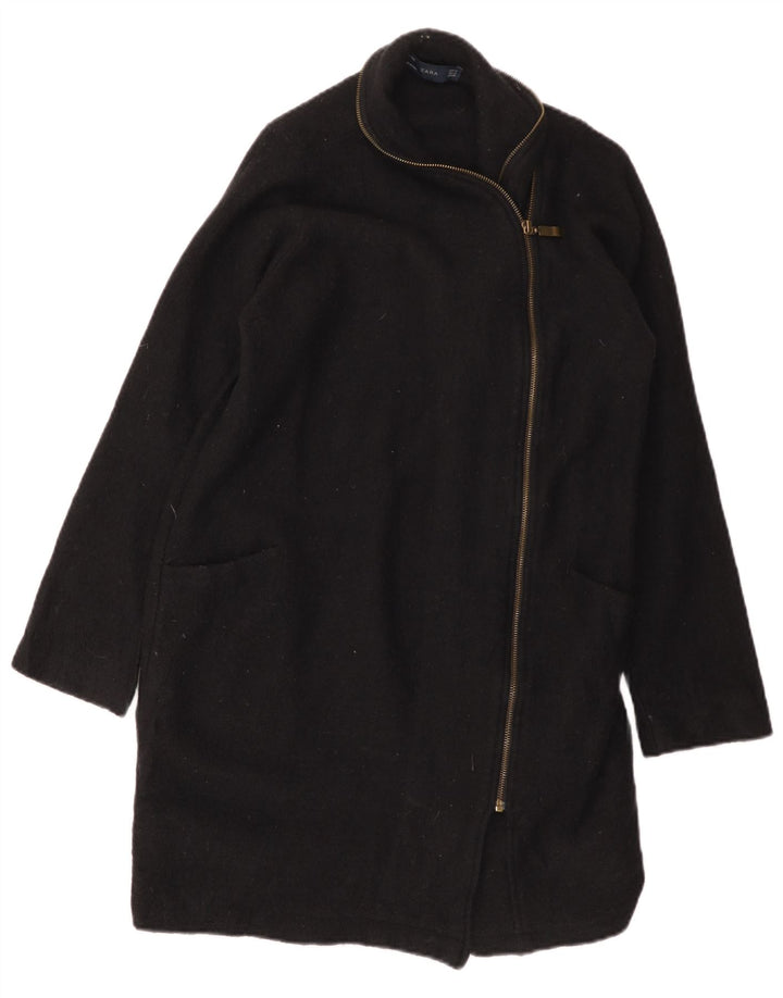Sobretudo feminino ZARA UK 14 lã preta média