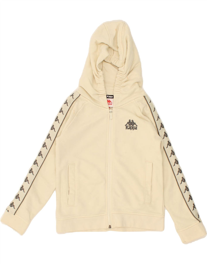 KAPPA Girls Zip Hoodie Sweater 7-8 Years Off White Cotton Vintage Kappa and Second-Hand Kappa from Messina Hembry 