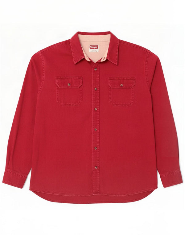 Wrangler Camisa jeans masculina XL Algodão vermelho