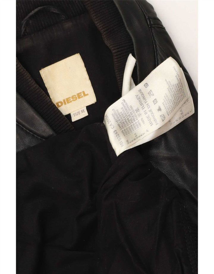 Jaqueta de couro masculina Diesel UK 42 XL preta