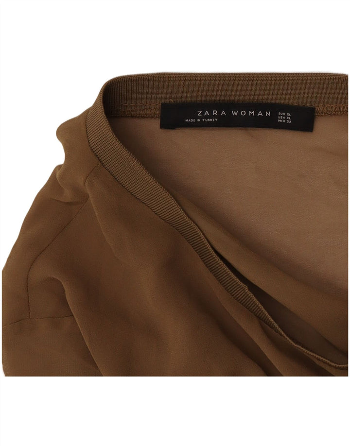 Vestido Básico Feminino Zara UK 18 XL Marrom