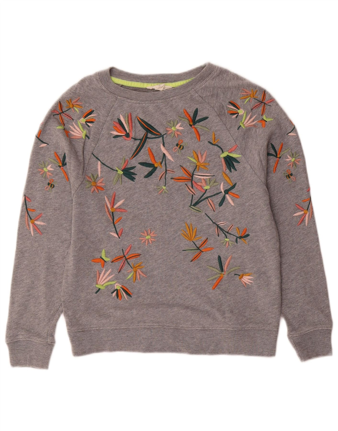 WHITE STUFF Suéter feminino com capuz UK 6 XS cinza floral algodão